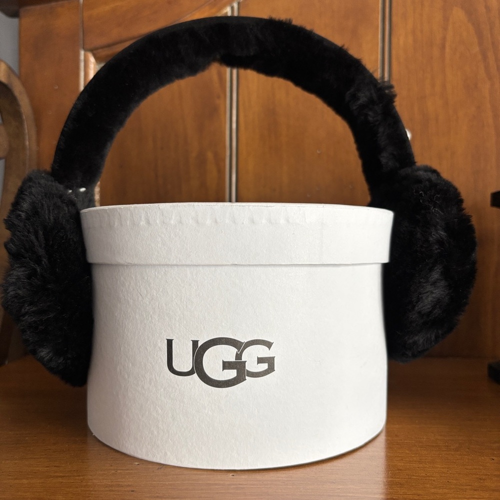UGG Classic Black Furry Earmuffs